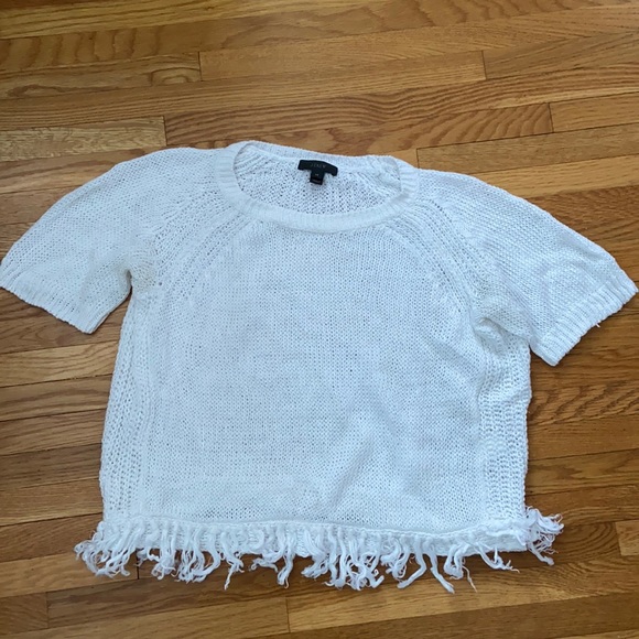 J.Crew White Fringe Linen Sweater - Picture 2 of 7
